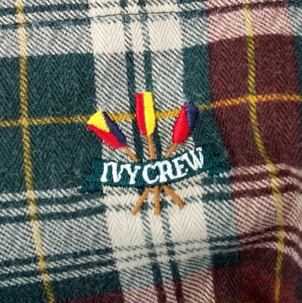 Ivy Crew Plaid 100% Cotton Red Green Men's Shirt XL Outdoors Hiking Camping
